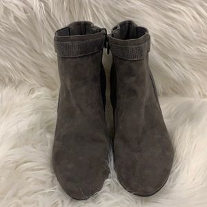 Gray Faux Suede Booties